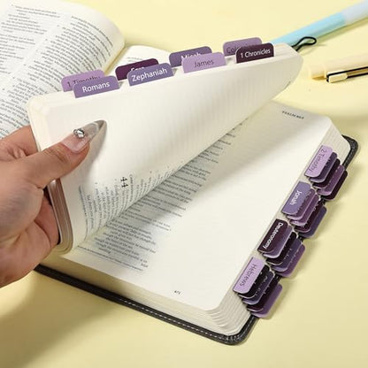 Mr. Pen- Laminated Bible Tabs, 75 pcs, Easy-to-Read & Apply - color: Ethereal Amethyst
