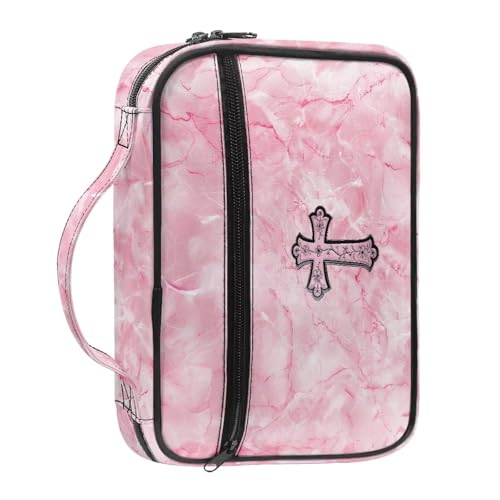 Bible Cover Church Carrying Book Case Polyester Bible Protective with Pen Slots and Zippered Pocket Customizable - color: Metal Cross