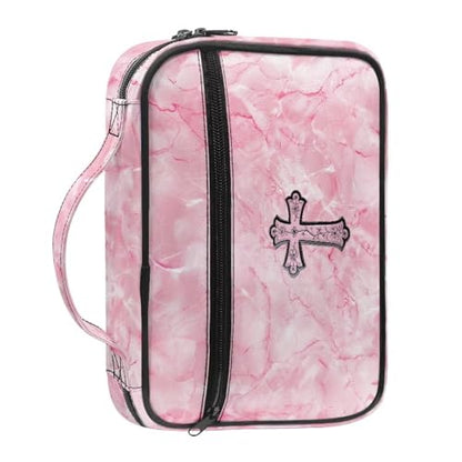 Bible Cover Church Carrying Book Case Polyester Bible Protective with Pen Slots and Zippered Pocket Customizable - color: Metal Cross