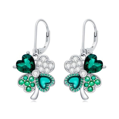 Dorunmo 925 Sterling Silver Dangle Drop Earrings for Women Holiday Earrings Hypoallergenic Halloween Christmas Jewelry Festival Gifts for Women - style: St. Patrick's Day-Clover-04