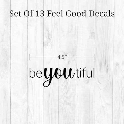 Affirmation Mirror Decals - Set of 6 Black Vinyl Quotes Be Amazing Today | Hello Beautiful | I Look Good | You Look Fabulous Darling Bathroom Mirror Sticker - color: Black Affirmation