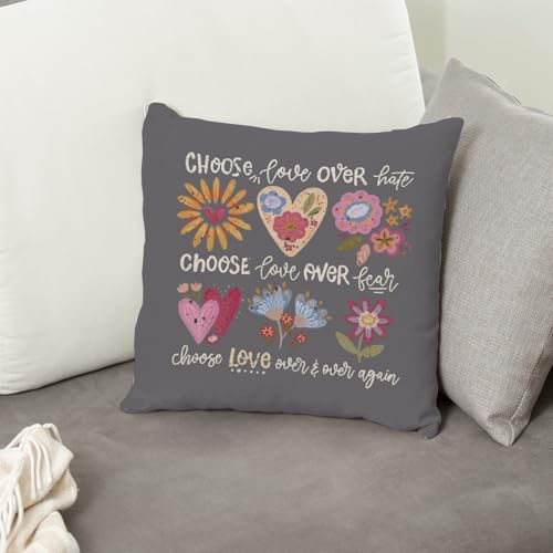 QIYUHOY Boho Floral Heart Affirmations Throw Pillow Covers, 18x18 Inch - color: 003-motivational