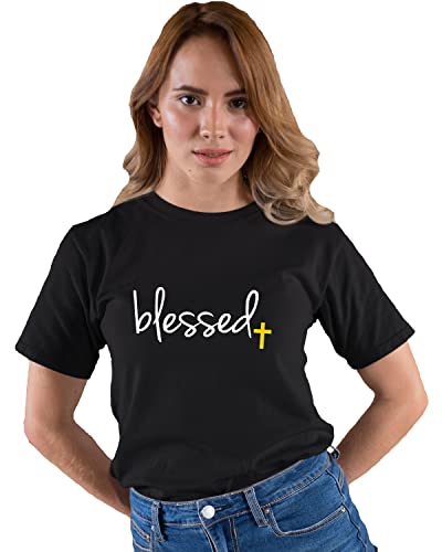 Go All Out Adult Blessed Cross Jesus Christian Gift T-Shirt - color: Black, size: 4X-Large