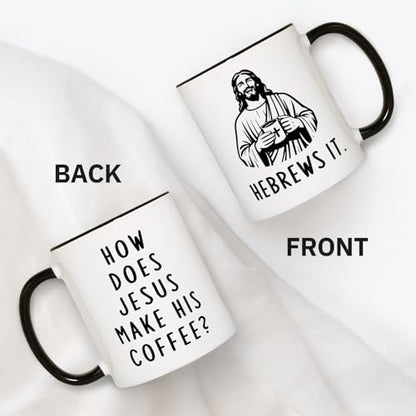 Funny Christian Gifts for Women Men – Jesus He Brews It Coffee Mug 11oz - size: 11 Ounces