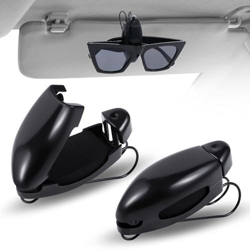 Frienda 2 Pieces Car Sunglasses Visor Clips Holder, Black