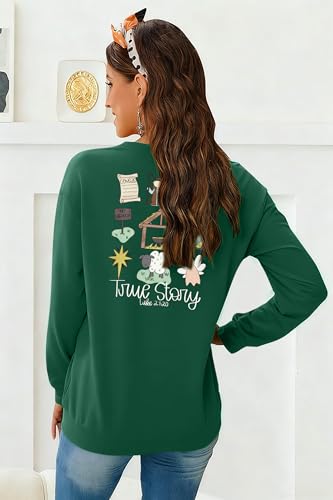 FAYALEQ Christmas Sweatshirt for Women Merry Christmas Shirt Xmas Tops - color: Green-true, size: Medium
