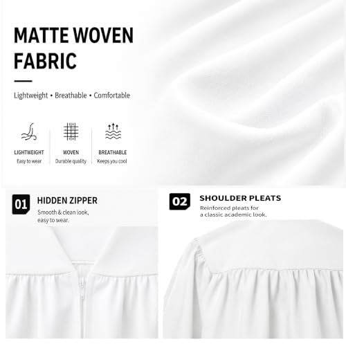 Happy Secret Adult Matte Choir Robe for Church, Graduation and Ceremonies - color: White, size: 54FF(5'9"-5'11")