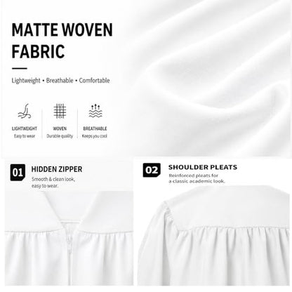 Happy Secret Adult Matte Choir Robe for Church, Graduation and Ceremonies - color: White, size: 54FF(5'9"-5'11")