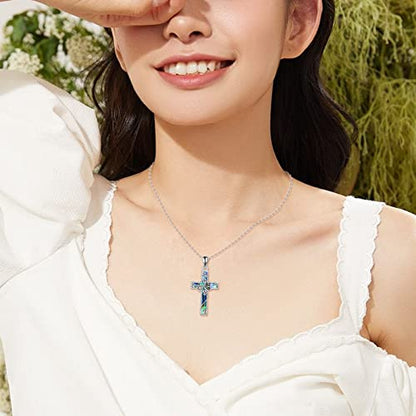 YFN Cross Necklace Sterling Silver Religious Cross Pendant Jewelry Christian Gifts for Women Men - style: F. Butterfly