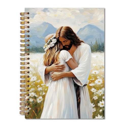 Christian Spiral Notebook Journal 5.5x8.3, Jesus Gifts, Jesus Hug Women Bible Journaling Notebooks for Note Taking, Christian Gifts for Women, Prayer Journal for Women - color: Christmas-03