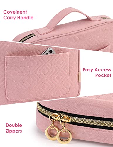 heouvo Bible Cover Case for Women, Bible Study Supplies, Bible Journaling Kit, 6 No Bleed Bible Highlighters and Pens, 75 Bible Tabs, Large Size Zippered Bible Bags (Pink)