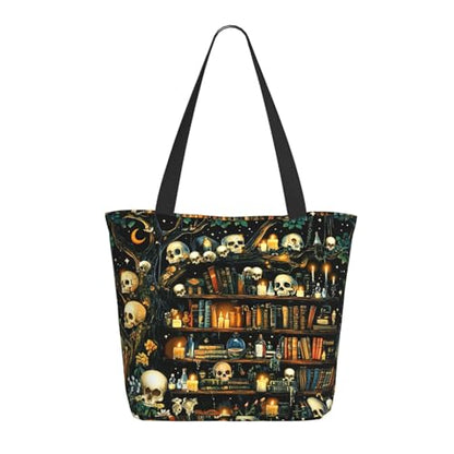 Funny Christian Tote Bags For Women With Zipper Christian Gifts For Work Gym Travel Beach Women With Large Capacity - color: Skull Book