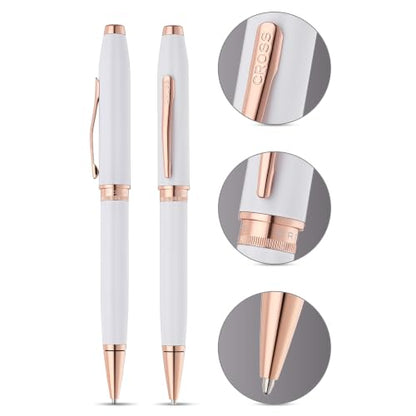 Cross Foundry Pearl White Rose Gold Ballpoint Pen, Medium Point, Black Ink
