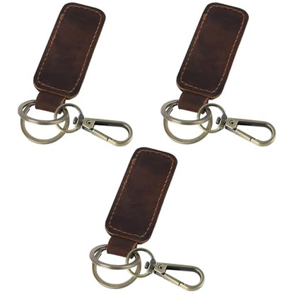 Jack&Chris Genuine Leather Car Keychain, Universal Key Fob Keychain, Leather Key Chain Holder for Men and Women, JC306 - color: Red Brown*3