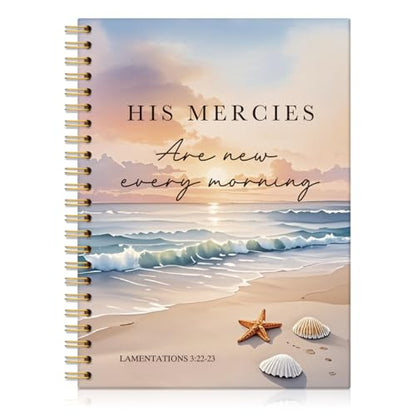 His Mercies Are New Spiral Notebook Christian Gifts for Women Sister - color: Multi & Yellow