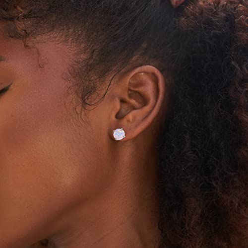 CERSLIMO Multi Colors fire Opal Stud Earrings Birthstone Earrings For Women 8mm - color: 04 White