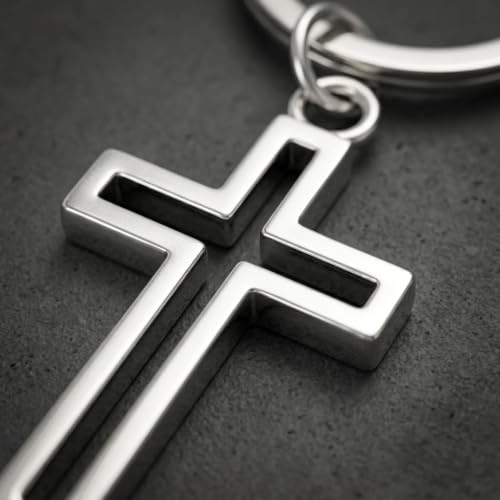 6 Cross Keychain Silver Hollow Out, Cool Keepsakes for Men Women