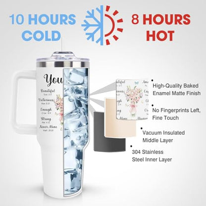 Christian Gifts for Women, Christian Tumblers 40Oz for Birthday Christmas, Religious Catholic Gifts for Women Mom Sister Daughter, Faith Inspirational Spiritual Biblical Bible Verse, Godly Coffee Cup - color: Christian