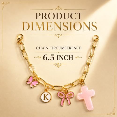 Cross Letter K Gold Car Steering Wheel Charm Chain Christian Gifts - color: Butterfly Letter K