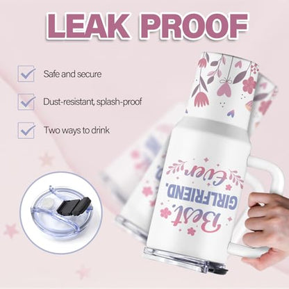 Girlfriend 40 oz Tumbler, with Handle Straw, Stainless Steel Cup - color: Girlfriend