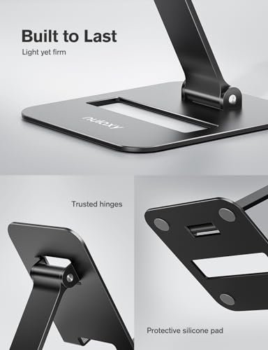 Nulaxy 2 Pack Aluminum Dual Folding Cell Phone Stand for Desk Black&Silver - color: Black & Silver