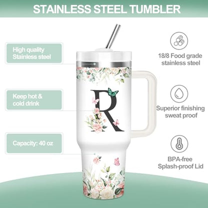 Christian Gifts for Women, Initial R Tumbler 40Oz - style: Initial R cup