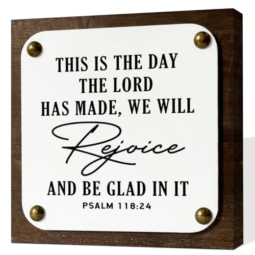 Religious Decor, Psalm 118:24 Sign, This is the Day the Lord has Made Sign, Wooden Box Signs Decors Art, Christian Wood Signs, Rustic Tabletop Decor - color: Christian Sign 07