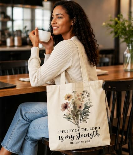 Christian Bible Verse Tote Bag for Women Faith Church - color: Strength