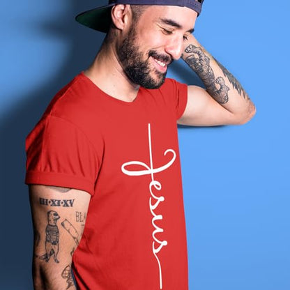 Jesus Cross T-Shirt - Christian Religious Graphic Tee for Men Women - color: Red, size: 3X-Large