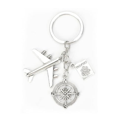 Airplane Keychains Travel Keychain for Women Compass Keyring Travel Airplane Keychain Gifts with Angel Charm - color: Style 3