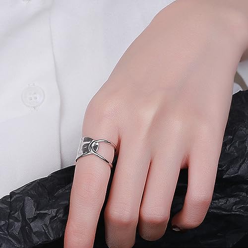 Handmade Rings 925 Sterling Silver Band Ring Adjustable Open Knuckle Rings Thumb Ring Statement Rings for Women Minimalist Jewelry - color: Pattern 1