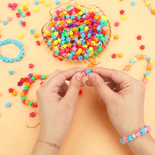 UPINS 1200Pcs Rainbow Star Pony Beads for Bracelets 4th of July Pride Party - color: Red Orange Yellow for Star
