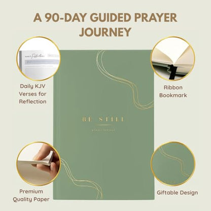 Daily Prayer Journal with Prompts | 90-Day Guided Devotional & Scripture Reflection | Bible Study and Spiritual Growth Tracker | Undated Faith Planner, 5.5x8" - Sage Green - color: Green