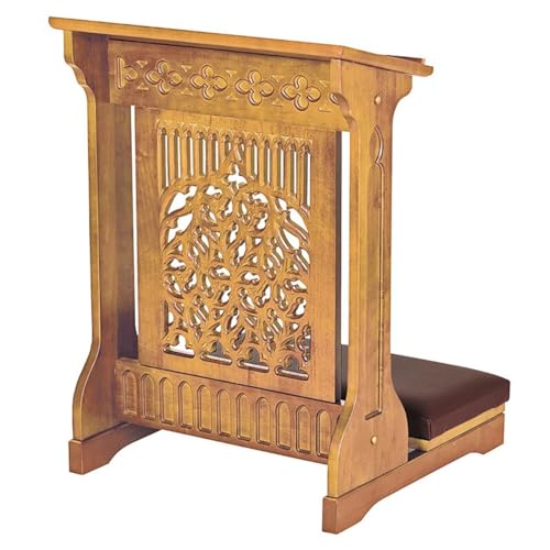 Trinity Church Supply Tree of Life Padded Kneeler Medium Oak Maple Hardwood Kneelers Wooden Church Prayer Bench for Praying, 24 Inch x 32 Inch