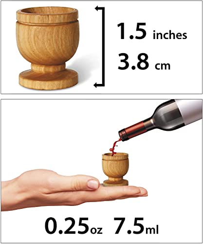 Olive Wood Mini Communion Cups with Natural Bread Tray - Set of 6 Hand-Carved Kiddush Cups from The Jerusalem Gift Shop - Holy Land Worship Set with Certificate of Origin - color: Set of 6 Cups [Natural Olive Wood Mini Tray]