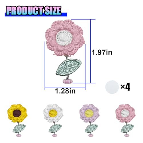 4PCS Handmade Crochet Sunflower Car Dashboard Decorations, Cute Shaking Head Car Ornament Present for Women Girl, Universal Automotive Interior Accessories for Cars/SUVs/Trucks(White) - color: White