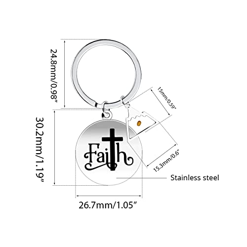 Uloveido Stainless Steel Faith Cross Keychain & Jesus Loves Me Christian Keyring Mustard Seed Charms Religious Jewelry - style: Faith Cross-triangle