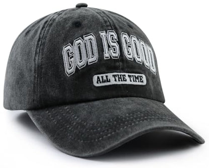 God is Good All The Time Hat for Men Women, Christian Baseball Cap - color: Black