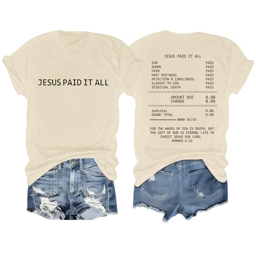 Christian Faith God Shirts for Women Jesus Bible Verse Shirt Religious Tshirts Vintage Graphic Tees Church - color: Apricot, size: Medium