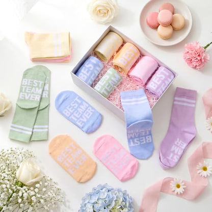 Glitopper 12 Pairs Best Team Ever Gift Socks Bulk - color: Pastel, style: Team