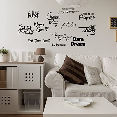 Fumete 12 Pcs Inspirational Vinyl Wall Decals,Motivational Quotes Stickers