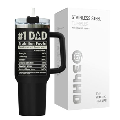 34HD Dad Funny Space 40 oz Tumbler with Handle, Sci Fi Fan Gift - color: Dadalorian with Handle
