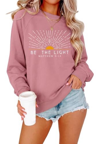 Christian Sweatshirt for Women Be The Light Pullover - color: Pink, size: Medium