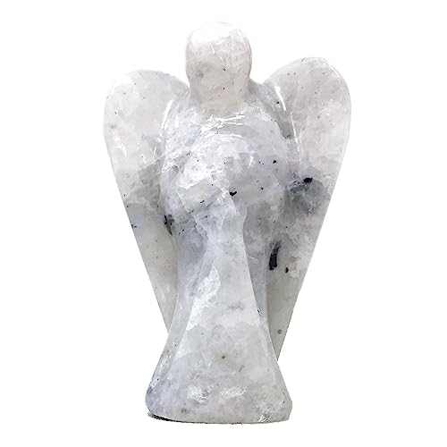Nelson Creations 2 Inch White Rainbow Moonstone Guardian Angel Figurine - color: White Rainbow Moonstone