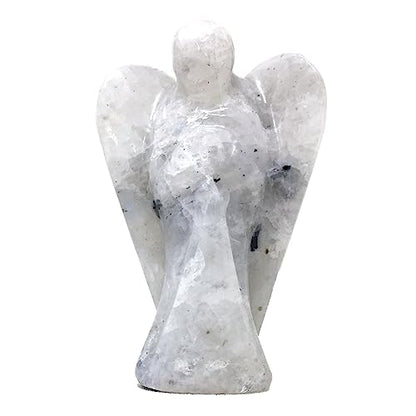 Nelson Creations 2 Inch White Rainbow Moonstone Guardian Angel Figurine - color: White Rainbow Moonstone