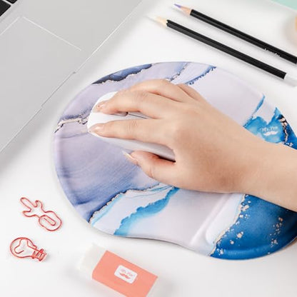 Mr. Pen- Ergonomic Mouse Pad with Wrist Rest, Glacial Blue Marble Design - color: Glacial Blue Marble