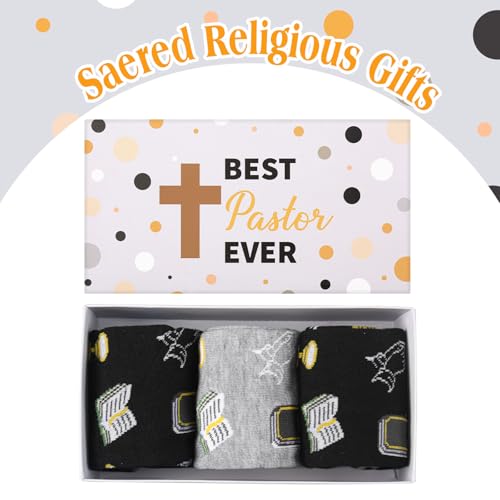 3 Pairs Pastor/ MA/ Boss Socks with Sayings, Gift with Box for Men Women - style: Pastor