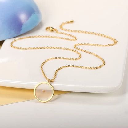 Mustard Seed Necklace - Rectangle, Round, Mountain, Hill Christian Faith Geometric Religious Inspirational Gift With Message Card - color: Gold, style: Round