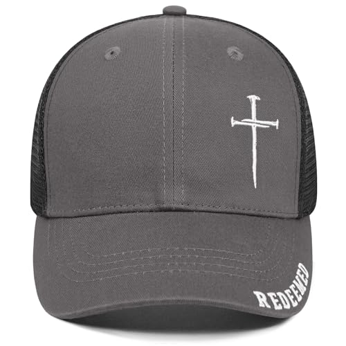 Christian Jesus Cross Hat for Men Women - Faith 3 Nail Cross Hats - Religious Gifts for Thanksgiving Christmas, Medium - color: Dark Grey, size: Large