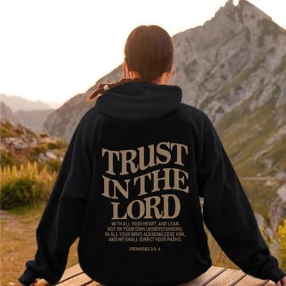 Tuislay Trust In The Lord Hoodie Christian Sweatshirts Women - color: Black, size: XX-Large